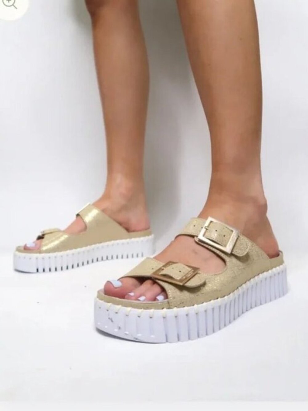 LIKE NEW! Ilse Jacobsen Tulip Platform Slide Metallic Sandals Size 9/9.5 (EU 40)